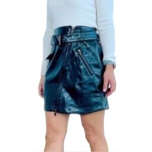 EUC Dark Green Vegan Leather Skirt